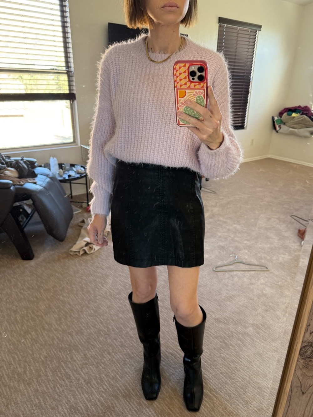 Like New! Free People Black Faux Leather Mini Skirt